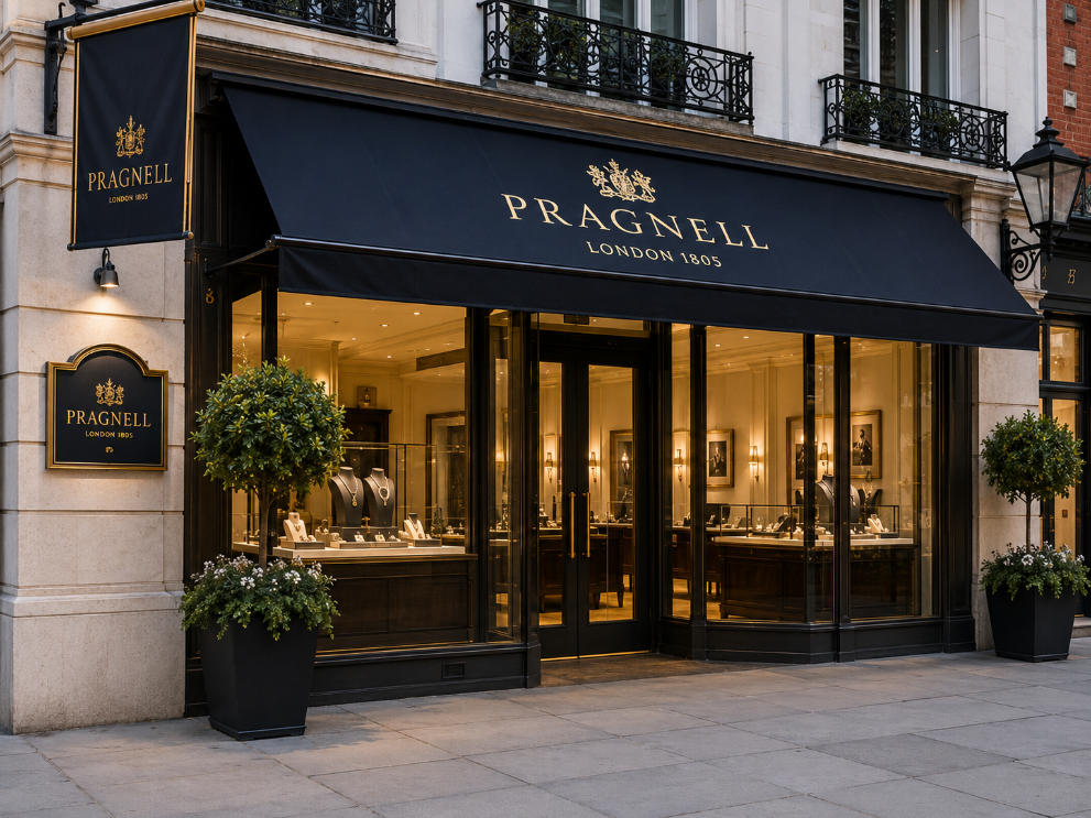 Walnut Bridal Vitrines | Pragnell Mayfair British Luxury Jewelry Salon