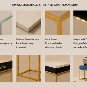 Close-up brushed bronze alloy wall bracket tempered glass texture