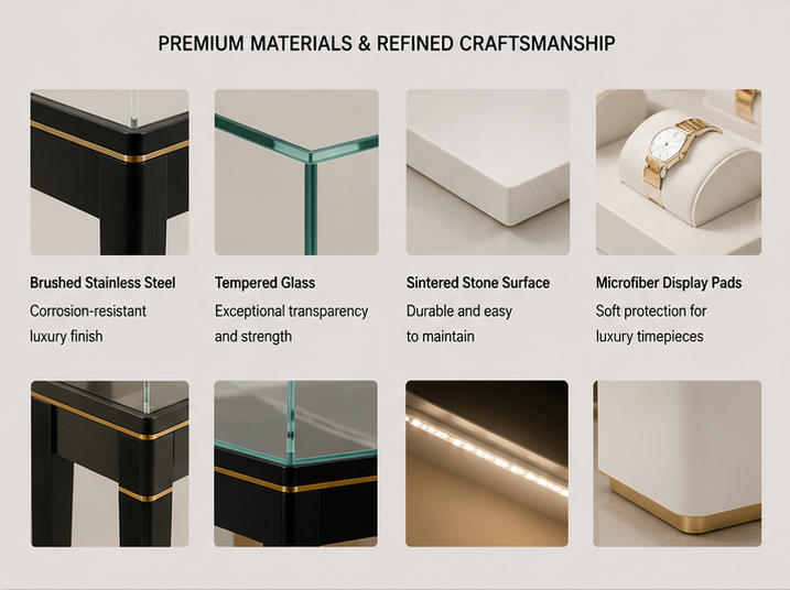 Close-up matte carbon alloy frame tempered glass pull tray edge texture
