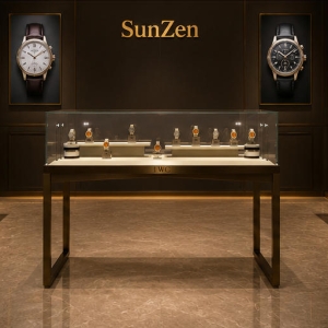 Real shot champagne watch stand inside shopping mall horology boutique