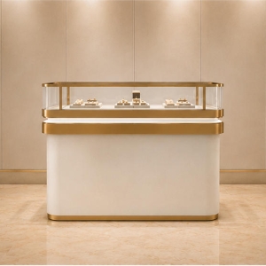 Modular Jewelry Combination Cabinet | Multi-Unit Display Suite - Sunzen 2 Modular jewelry combination cabinet, full view of multi-unit freestanding jewelry retail unit