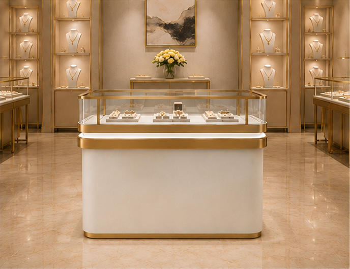 Multi-unit jewelry display suite applied in high-end jewelry boutique