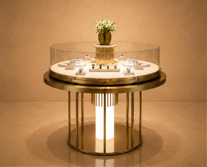 Silver watch unit arched glass split base single tier display stand