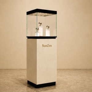 Silver Oak Watch Case | Lift Top Single Tier Counter Unit - Sunzen