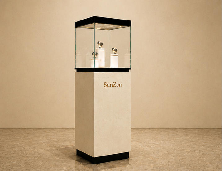 Silver Oak Watch Case | Lift Top Single Tier Counter Unit - Sunzen