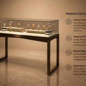 Structure diagram tilt front glass double tier horology counter box