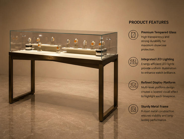 Structure diagram tilt front glass double tier horology counter box