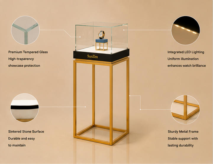 Structure diagram wall hanger rear storage bronze watch vitrine counter