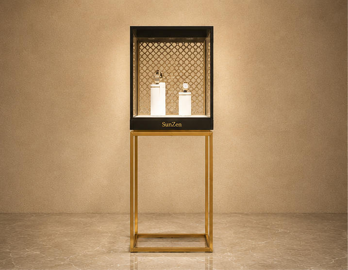 Walnut Watch Cabinet | Sliding Glass Under-Counter Vitrine - Sunzen