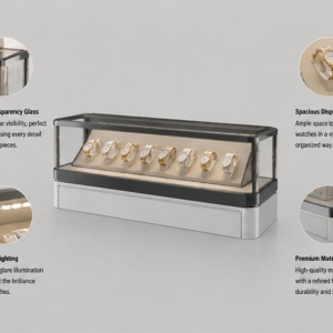 Grey Watch Showcase | Vertical Low Slide Front Timepiece Display Cabinet - Sunzen 5 Structure of low profile grey vertical watch rack slide front glass showcase