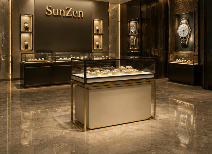 Real installation dual lock wall watch vitrine inside high-end watch boutique