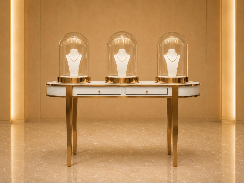 Bell Glass Display | Rose Gold Jewelry Table Store Window Pedestal – Sunzen Display