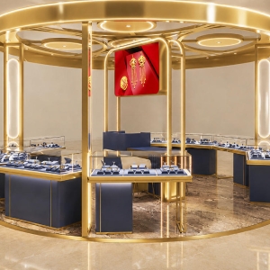 Circular Gold Jewelry Kiosk | Round Open Top Mall Gold Jewelry Booth - SUNZEN 2 Circular Gold Jewelry Kiosk | Round Open Top Mall Gold Jewelry Booth - SUNZEN