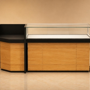 Combined Jewelry Corner Showcase | Wood Grain L-Type Retail Jewelry Cabinet - SUNZEN 2 Combined Jewelry Corner Showcase | Wood Grain L-Type Retail Jewelry Cabinet - SUNZEN