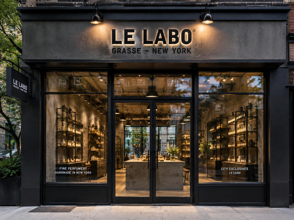 Concrete Lab Counter – Black Steel Vitrine Artisan Perfume Lab New York