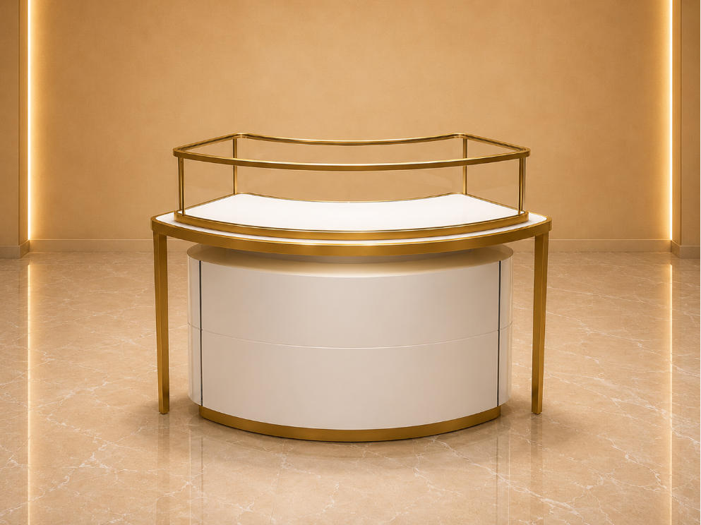 Curved Jewel Island | Semicircle Kiosk Unit Wave Metal Frame - Sunzen 1 Curved Jewel Island | Semicircle Kiosk Unit Wave Metal Frame - Sunzen