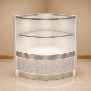 Curved Jewelry Corner Showcase | White LED Light Wall Corner Jewelry Cabinet - SUNZEN 2 Curved Jewelry Corner Showcase | White LED Light Wall Corner Jewelry Cabinet - SUNZEN