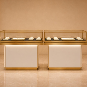 Dual Jewel Counter | Gold Trim Glass Case - Sunzen 2 Dual Jewel Counter | Gold Trim Glass Case - Sunzen