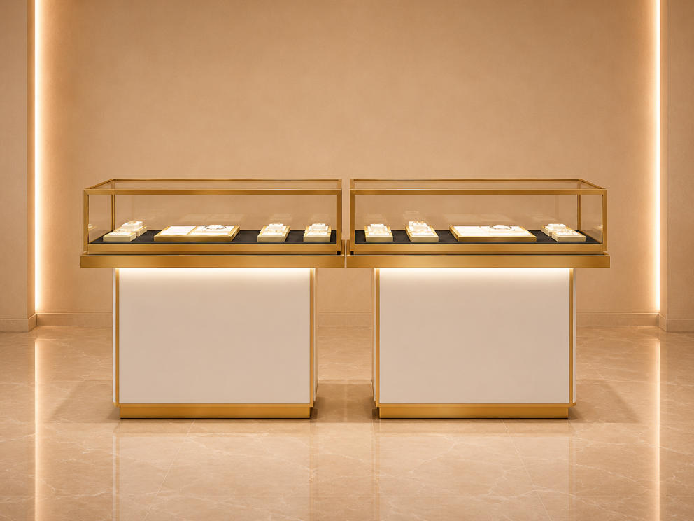 Dual Jewel Counter | Gold Trim Glass Case - Sunzen 1 Dual Jewel Counter | Gold Trim Glass Case - Sunzen