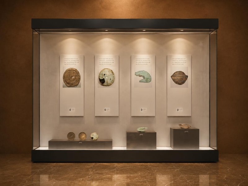 Dual-Layer Wall Vitrine | Hanging Plaque Booth Tier Podium Case Multi-Item Wall Unit Layered Metal Cabinet