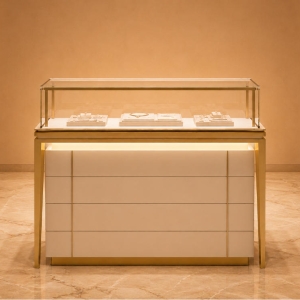 Gold Frame Jewelry Vitrine | Drawer Base Retail Booth Rectangle Glass Top Case Under Cabinet Light Unit Luxury Gem Display Cabinet 2 Gold Frame Jewelry Vitrine | Drawer Base Retail Booth Rectangle Glass Top Case Under Cabinet Light Unit Luxury Gem Display Cabinet