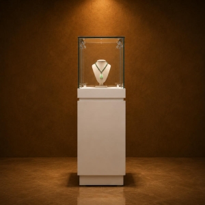Jade Pendant Vitrine | Mini Square Jewel Booth Tall Slim Pedestal Case Spot Light Jewelry Unit Gem Artifact Display Cabinet 2 Jade Pendant Vitrine | Mini Square Jewel Booth Tall Slim Pedestal Case Spot Light Jewelry Unit Gem Artifact Display Cabinet