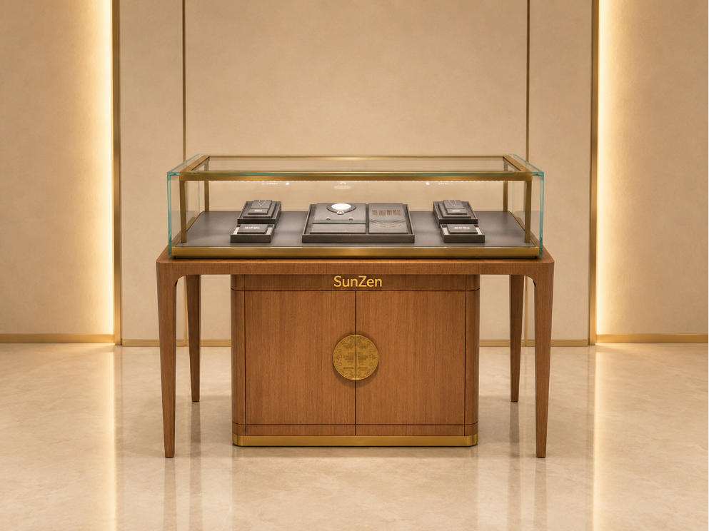 Jewelry Chinese Wood Counter | Rectangle Gold Frame Glass Jade Jewelry Showcase – Sunzen 1 Jewelry Chinese Style Wood Display Counter Rectangle Gold Frame Glass Jade Jewelry Showcase – Sunzen