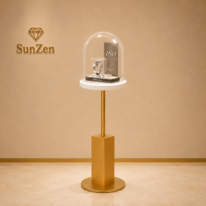 Jewelry Dome Top Pedestal Stand | Gold Pole Round Dome Watch Display Tower – Sunzen 2 Jewelry Dome Top Pedestal Stand | Gold Pole Round Dome Watch Display Tower – Sunzen