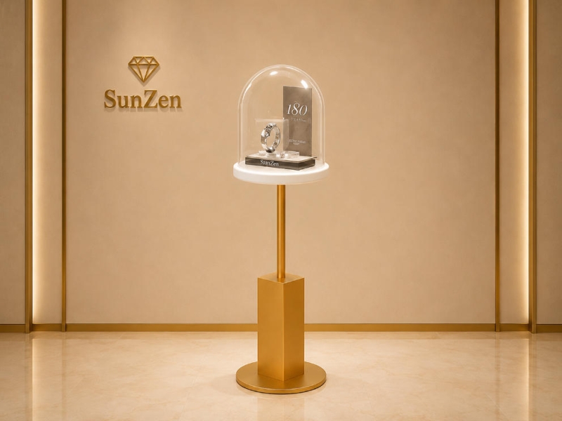 Jewelry Dome Top Pedestal Stand | Gold Pole Round Dome Watch Display Tower – Sunzen
