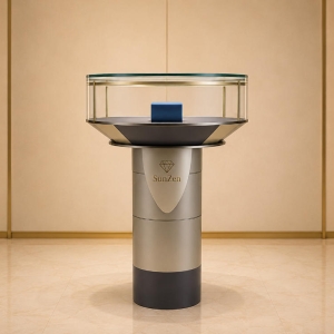 Jewelry Round Cylinder Pedestal | Gradient Metal Circular Glass Display Tower – Sunzen 2 Jewelry Round Cylinder Pedestal | Gradient Metal Circular Glass Display Tower – Sunzen