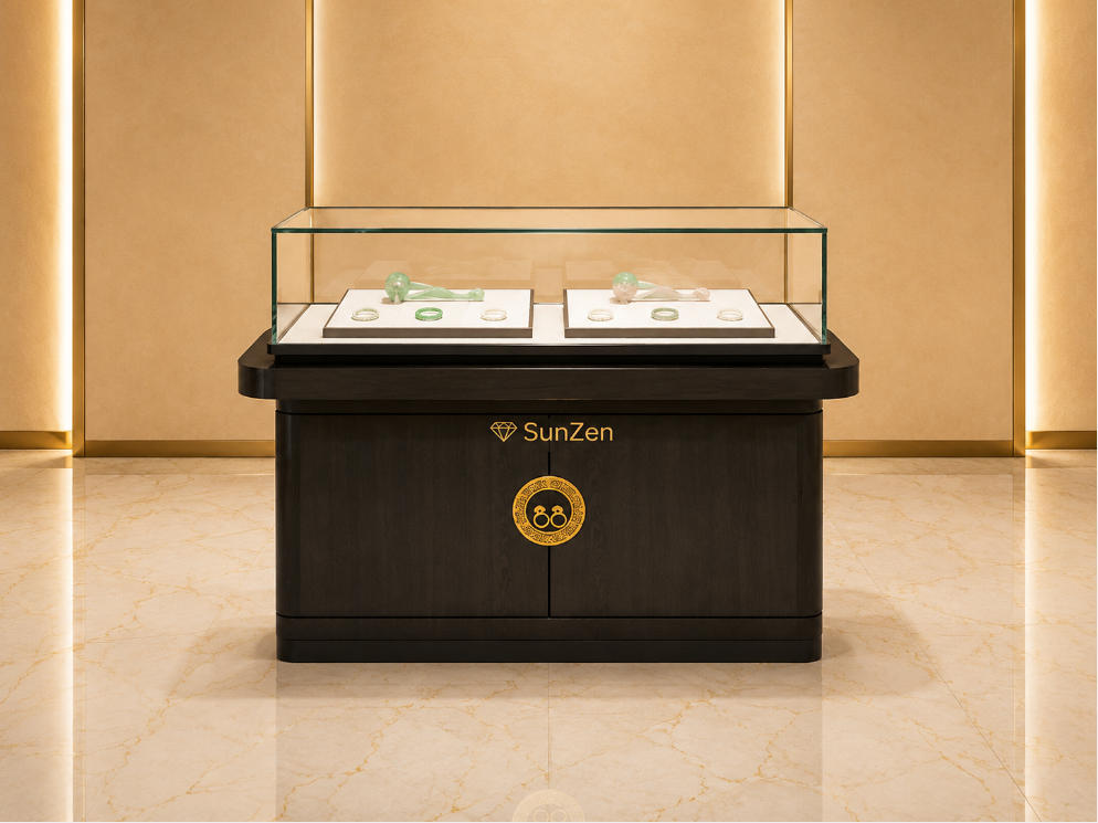 Jewelry Single Dark Wood Jade Display Counter | Round Carved Brass Knob Single Glass Oriental Showcase – Sunzen 1 Jewelry Single Dark Wood Jade Display Counter | Round Carved Brass Knob Single Glass Oriental Showcase – Sunzen