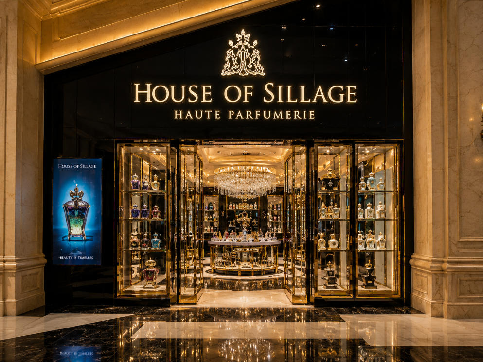 Jewelry Style Marble Perfume Island – Crystal Crown Wall Vitrine Las Vegas Boutique