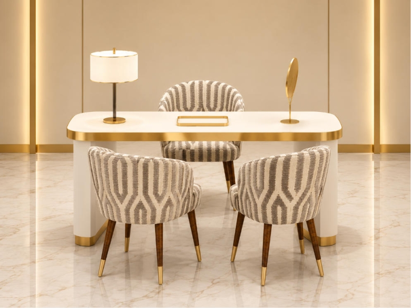 Jewelry White Gold Consultation Desk | Matching Pattern Chair Retail Set – Sunzen