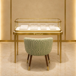 Jewelry consultation table | Light Luxury Matching Fabric Chair Retail Showcase Set – Sunzen 2 Jewelry consultation table | Light Luxury Matching Fabric Chair Retail Showcase Set – Sunzen