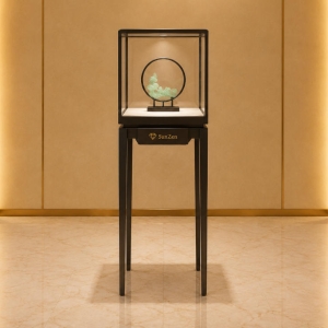 Jewelry slim cube pedestal | Light Black Metal Tall Frame Single Ornament Showcase – Sunzen