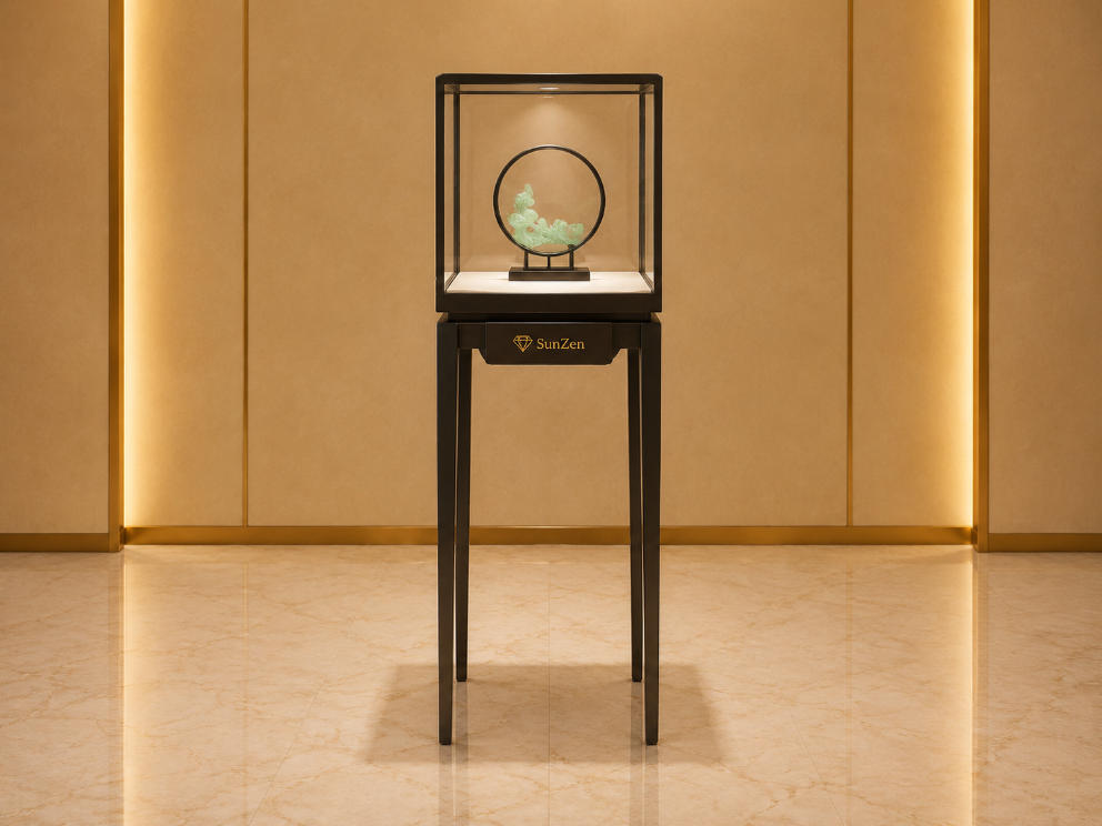 Jewelry slim cube pedestal | Light Black Metal Tall Frame Single Ornament Showcase – Sunzen