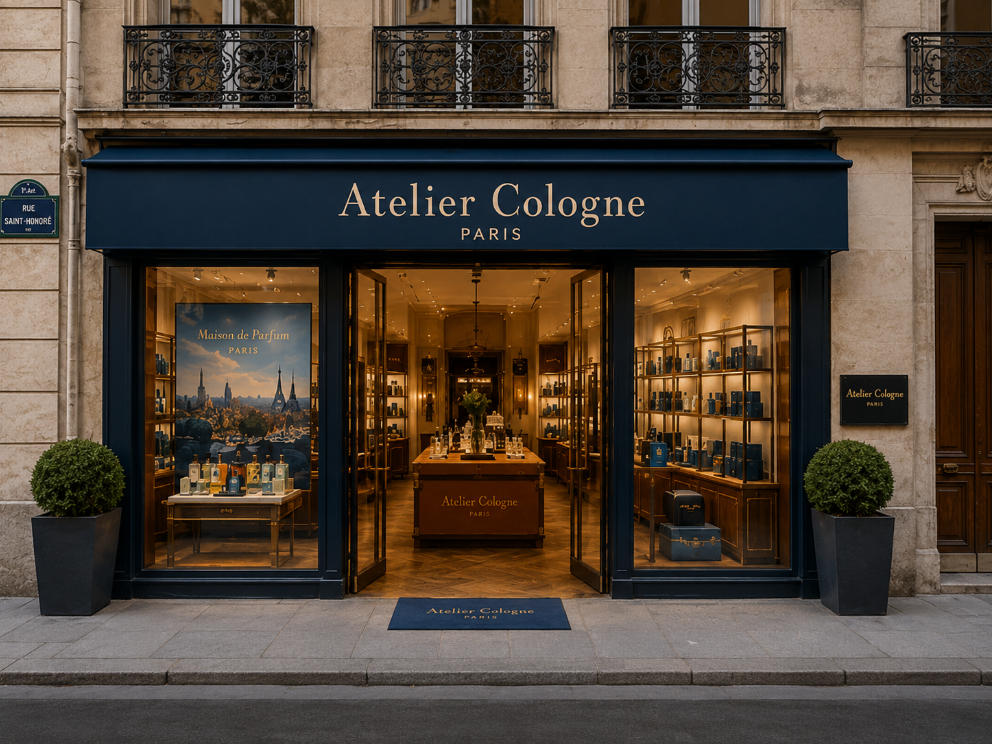 Leather Trim Travel Island – Brass Framed Gift Vitrine French Salon Shop