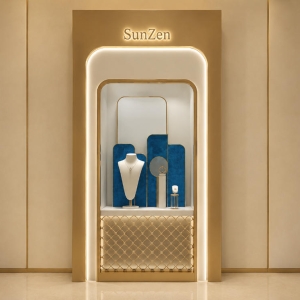 Matte Gold Jewelry Tower | Arch Glass Marble Display Cabinet – Sunzen