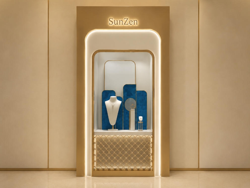 Matte Gold Jewelry Tower | Arch Glass Marble Display Cabinet – Sunzen