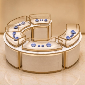 Modular Curved Jewelry Island Showcase | Circular Combined Boutique Jewelry Island Counter - SUNZEN 2 Modular Curved Jewelry Island Showcase | Circular Combined Boutique Jewelry Island Counter - SUNZEN