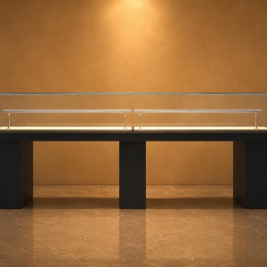 Multi Plinth Long Vitrine | Open Frame Horizontal Booth Linear Artifact Display Table Triple Support Exhibit Cabinet Long Linear Heritage Case 2 Multi Plinth Long Vitrine | Open Frame Horizontal Booth Linear Artifact Display Table Triple Support Exhibit Cabinet Long Linear Heritage Case