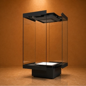 Custom Museum Display Cabinet | Diagonal Hydraulic Lift Security Showcase - SUNZEN 2 Museum Diagonal Hydraulic Showcase Diagonal Side Hydraulic Lift Anti-UV Museum Display Case - SUNZEN