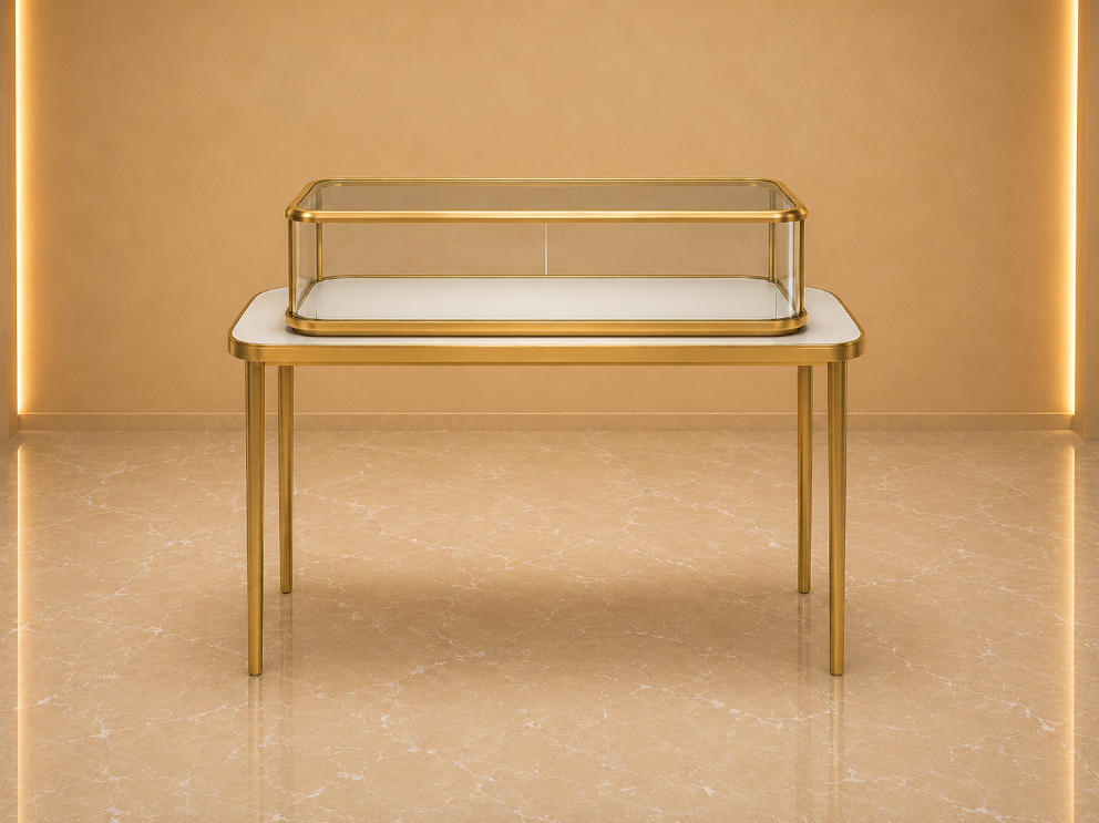 Raised Long Vitrine | Elevated Counter Stand Four Leg Slim Table - Sunzen 1 Raised Long Vitrine | Elevated Counter Stand Four Leg Slim Table - Sunzen