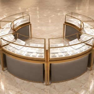 Round Modular Jewelry Kiosk | Split Modular Mall Jewelry Island Kiosk - SUNZEN 2 Round Modular Jewelry Kiosk | Split Modular Mall Jewelry Island Kiosk - SUNZEN