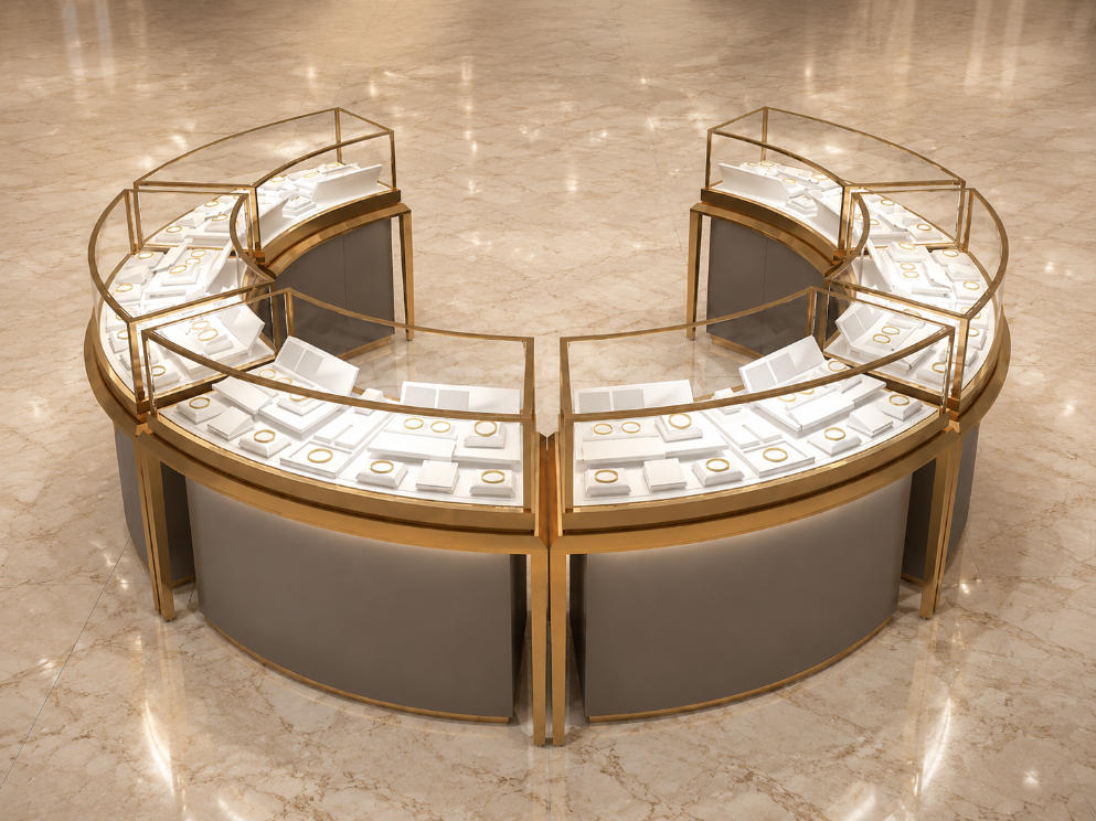 Round Modular Jewelry Kiosk | Split Modular Mall Jewelry Island Kiosk - SUNZEN 1 Round Modular Jewelry Kiosk | Split Modular Mall Jewelry Island Kiosk - SUNZEN