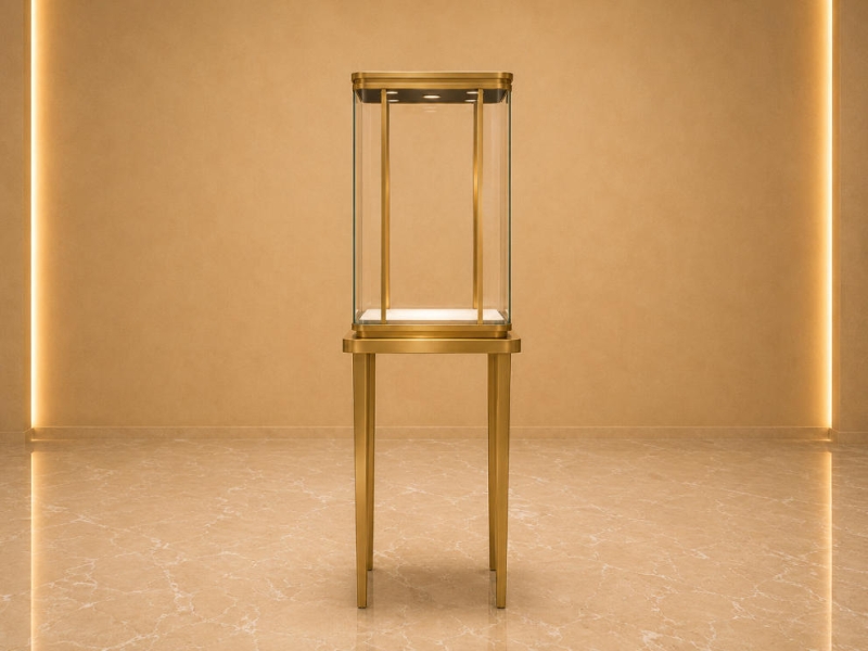 Rounded Top Vitrine | Single Tower Display Two Post Pedestal - Sunzen