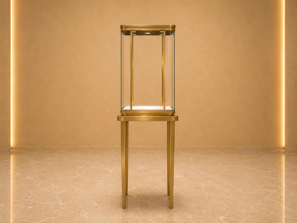Rounded Top Vitrine | Single Tower Display Two Post Pedestal - Sunzen 1 Rounded Top Vitrine | Single Tower Display Two Post Pedestal - Sunzen