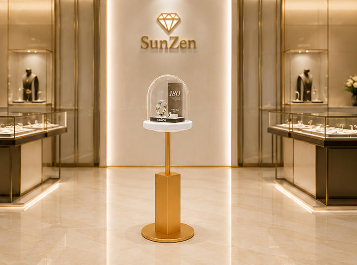 Real Installation Shot In Minimalist Luxury Watch Jewelry Boutique Window