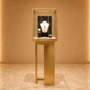 Tall Gold Vitrine | Floor Jewel Tower Necklace Display Stand - Sunzen 2 Tall Gold Vitrine | Floor Jewel Tower Necklace Display Stand - Sunzen