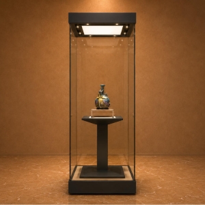 Tall Square Artifact Vitrine | Central Pillar Museum Plinth Slim Vertical Museum Booth – Sunzen Display 2 Tall Square Artifact Vitrine | Central Pillar Museum Plinth Slim Vertical Museum Booth – Sunzen Display